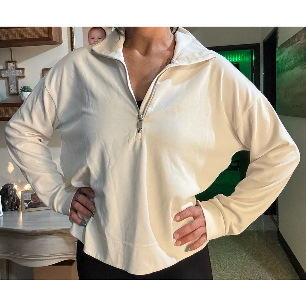 Athleta Cream Quarter-Zip Sweatshirt